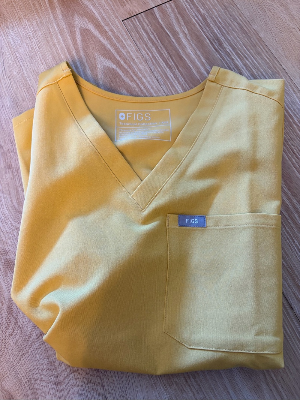 Figs Yellow V-Neck Scrub Top with Chest Pocket